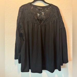 Lane Bryant Black 3/4 Sleeve Blouse - 22/24